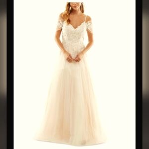 Elegant Cream Lace Off-Shoulder Dress